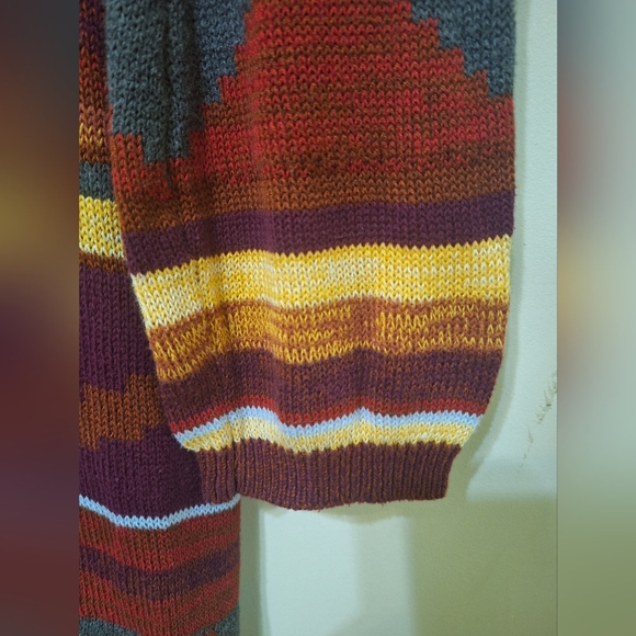 California Moonrise XS women's southwestern knit open long hooded cardigan - Picture 4 of 7